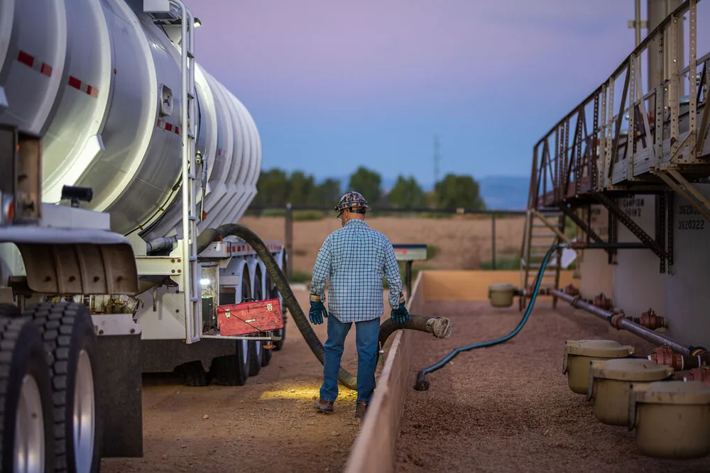 Badlands Tank Lines driver at well pad